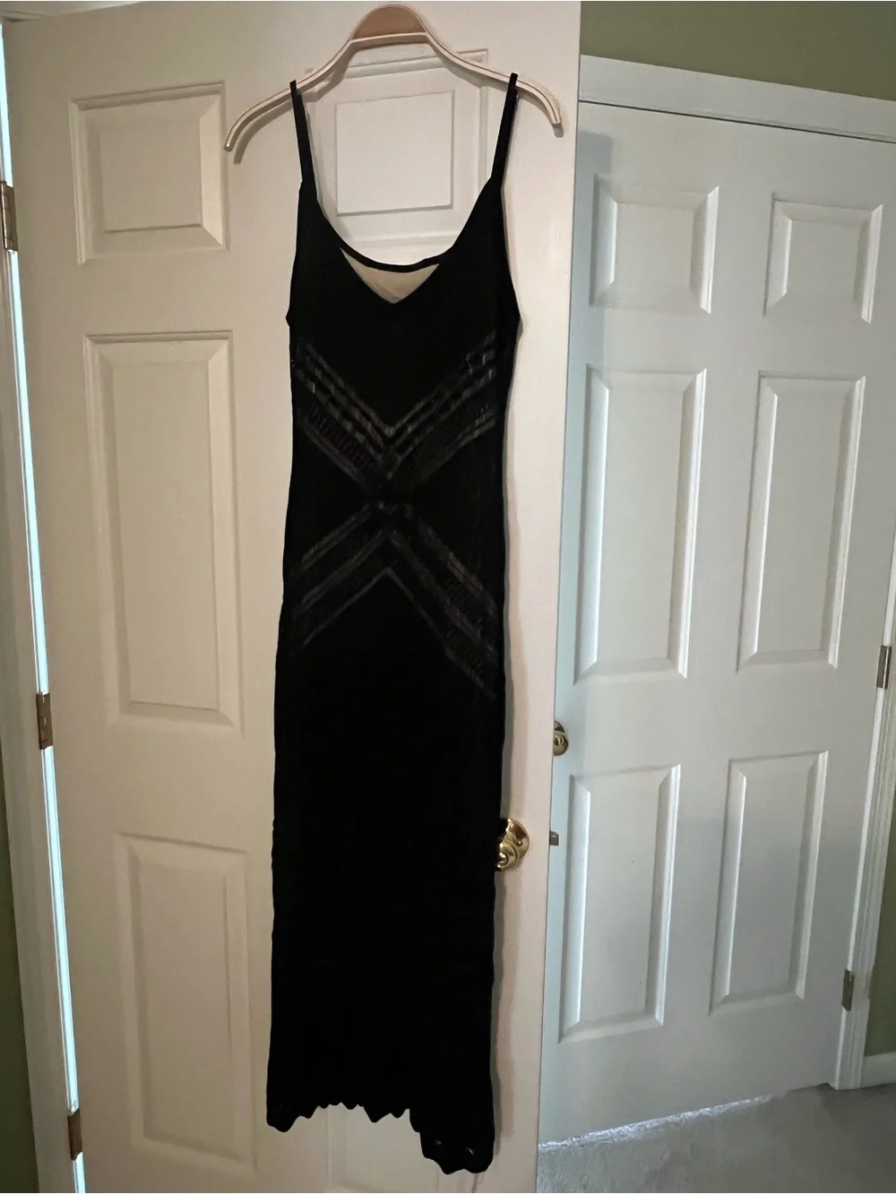 Commense Black Knit Crisscross Slip Maxi Dress